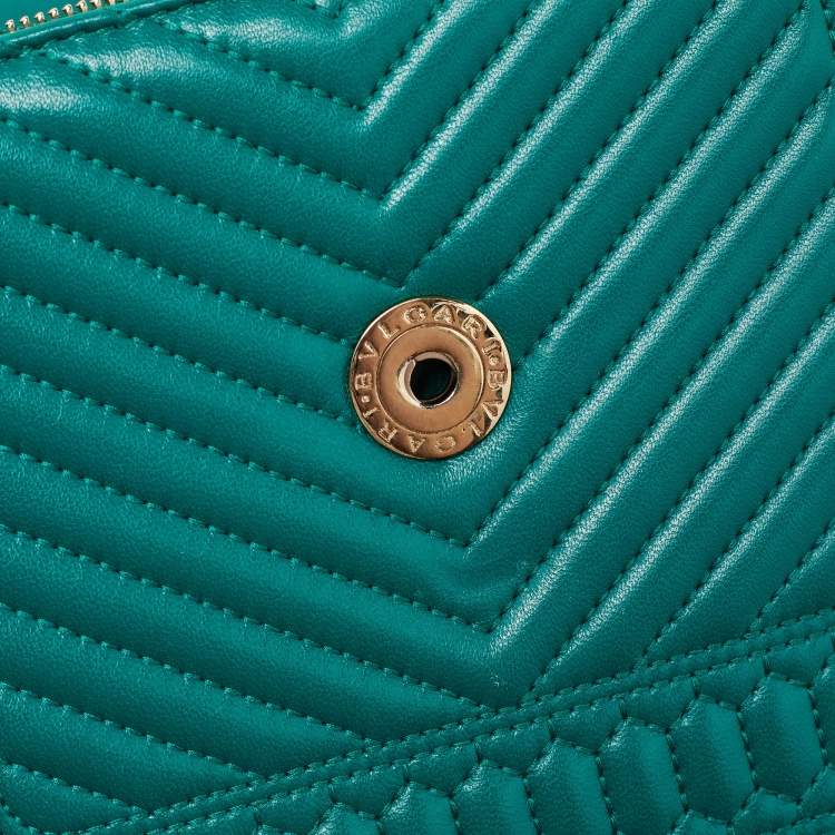 Pre Owned Bvlgari Green Quilted Scaglie Leather Medium Serpenti Forever Shoulder Bag