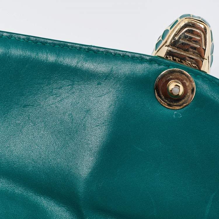 Pre Owned Bvlgari Green Quilted Scaglie Leather Medium Serpenti Forever Shoulder Bag