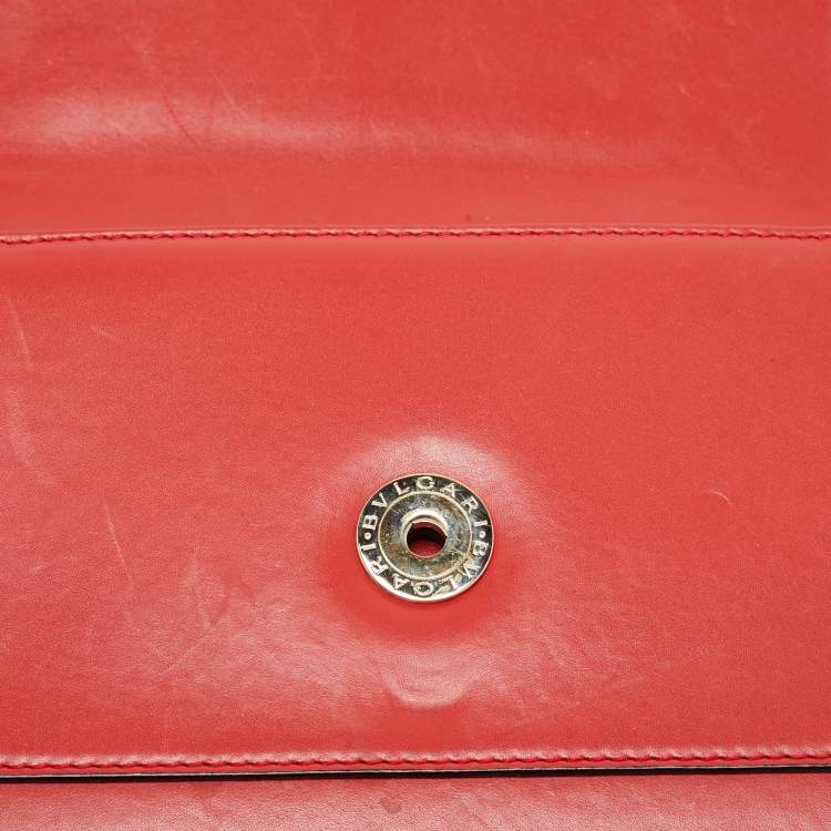 Pre Owned Bvlgari Red Leather Serpenti Forever East West Shoulder Bag