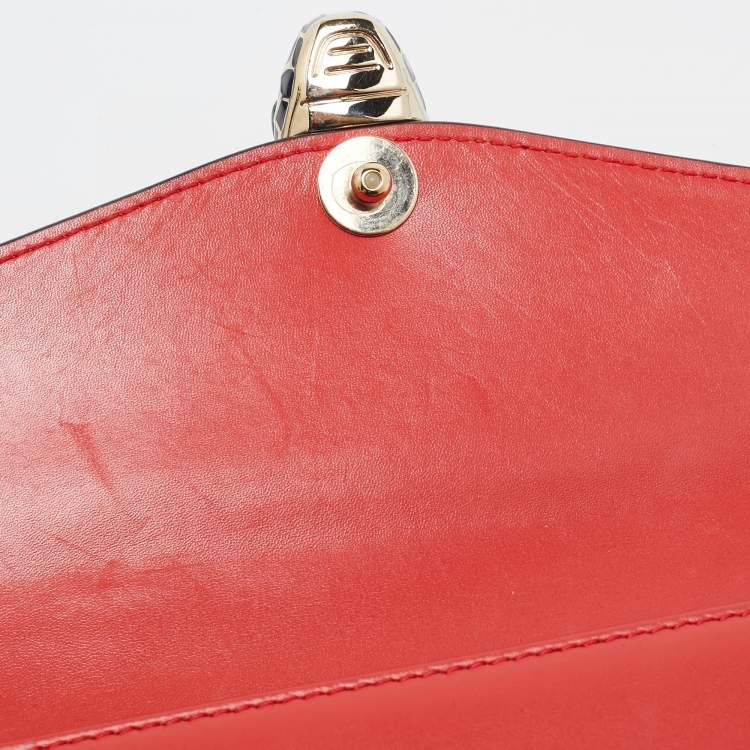Pre Owned Bvlgari Red Leather Serpenti Forever East West Shoulder Bag