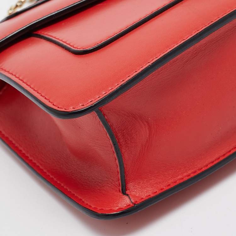 Pre Owned Bvlgari Red Leather Serpenti Forever East West Shoulder Bag