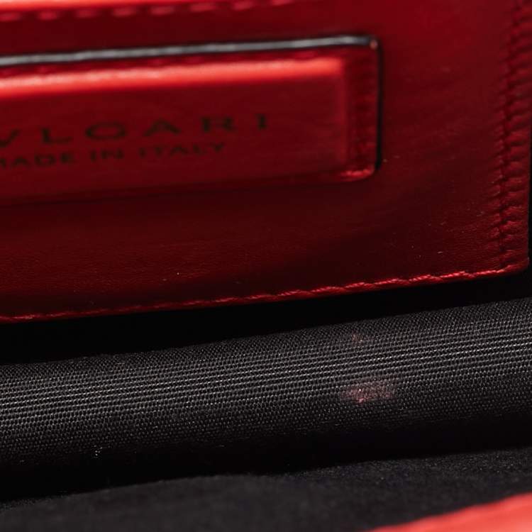 Pre Owned Bvlgari Red Leather Serpenti Forever East West Shoulder Bag