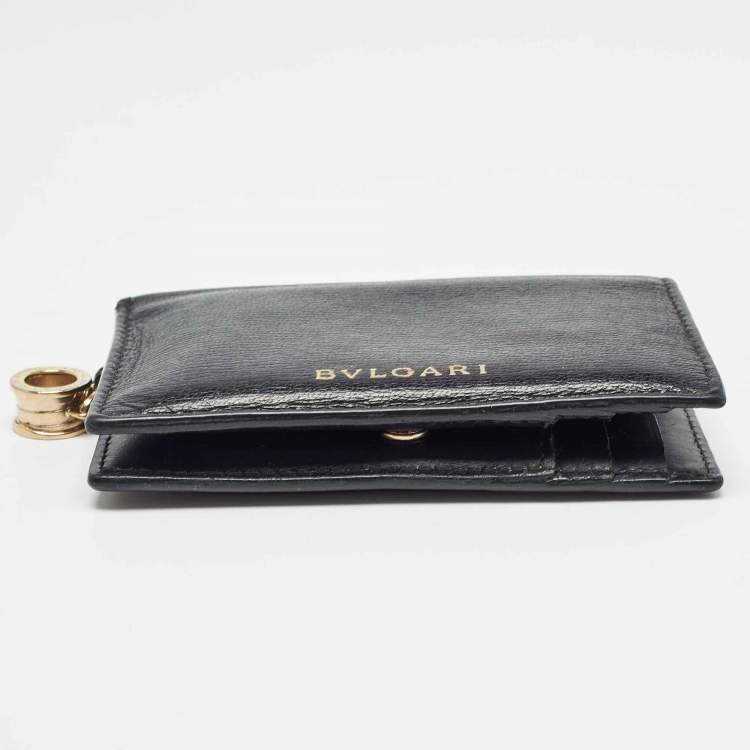 Pre Owned Bvlgari Black Leather B.Zero1 Card Holder