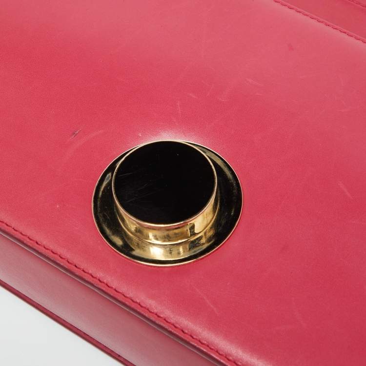 Pre Owned Bvlgari Pink/Black Leather and Perspex Flap Cover Shoulder Bag