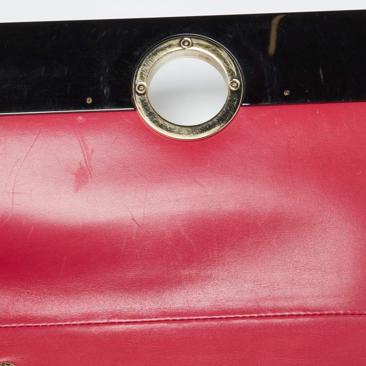 Pre Owned Bvlgari Pink/Black Leather and Perspex Flap Cover Shoulder Bag