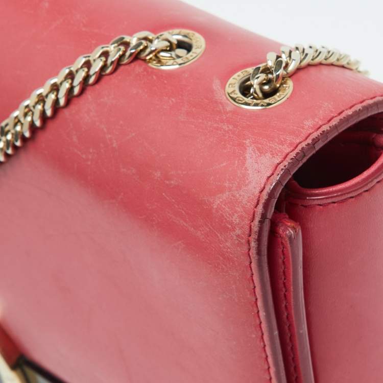 Pre Owned Bvlgari Pink/Black Leather and Perspex Flap Cover Shoulder Bag