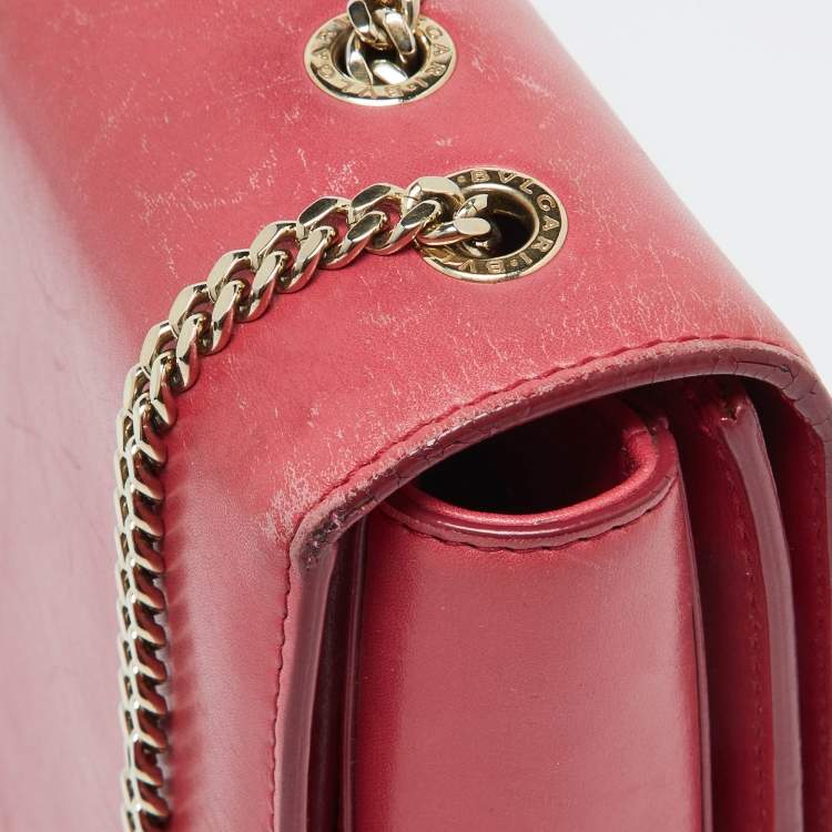 Pre Owned Bvlgari Pink/Black Leather and Perspex Flap Cover Shoulder Bag