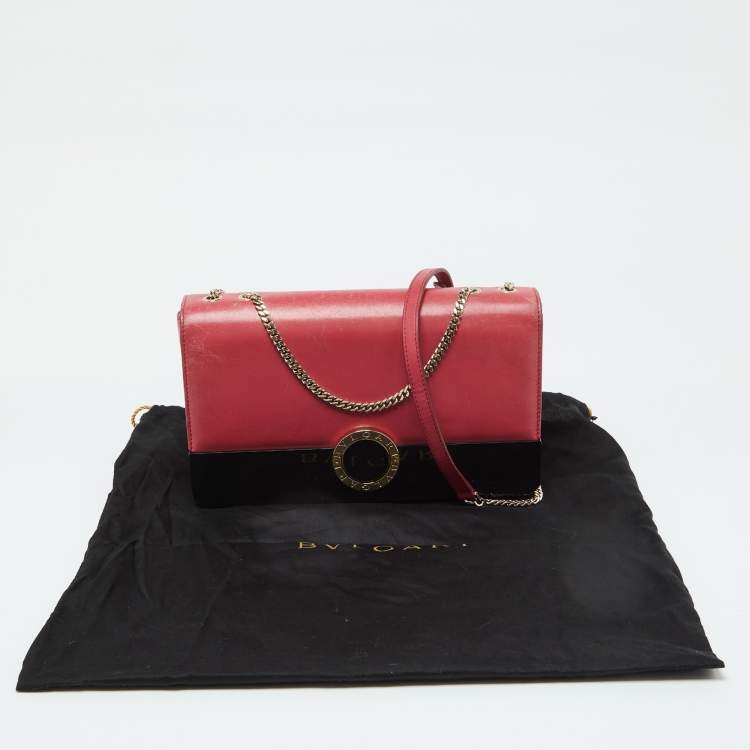 Pre Owned Bvlgari Pink/Black Leather and Perspex Flap Cover Shoulder Bag