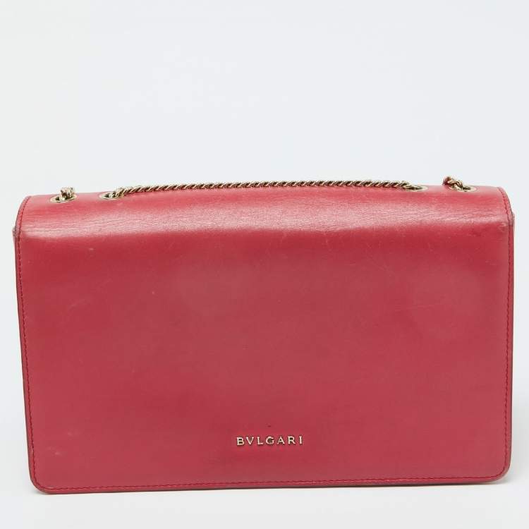 Pre Owned Bvlgari Pink/Black Leather and Perspex Flap Cover Shoulder Bag