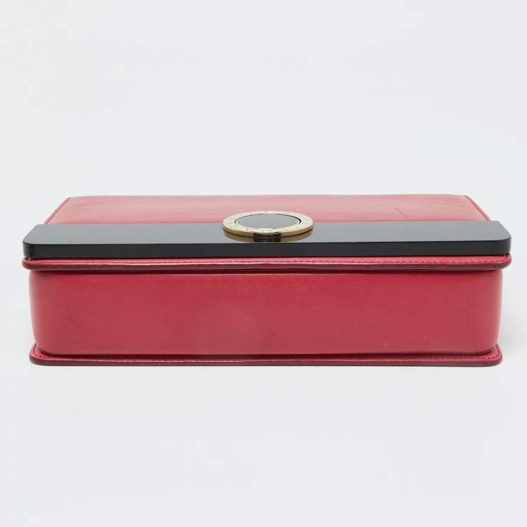 Pre Owned Bvlgari Pink/Black Leather and Perspex Flap Cover Shoulder Bag