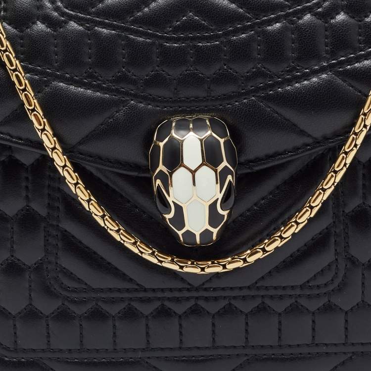 Pre Owned Bvlgari Black Quilted Scaglie Leather Small Serpenti Forever Shoulder Bag