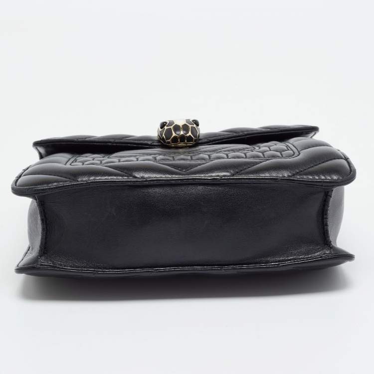 Pre Owned Bvlgari Black Quilted Scaglie Leather Small Serpenti Forever Shoulder Bag