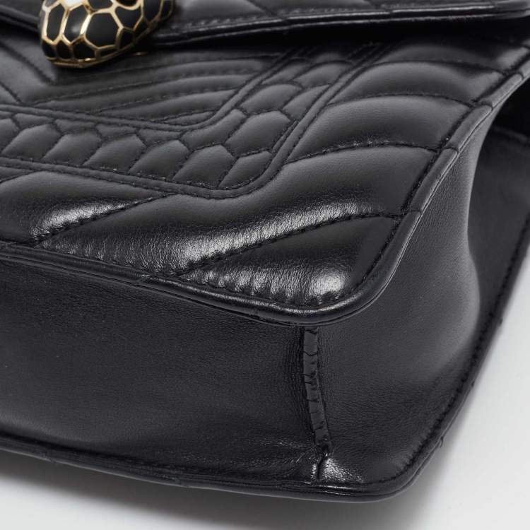 Pre Owned Bvlgari Black Quilted Scaglie Leather Small Serpenti Forever Shoulder Bag
