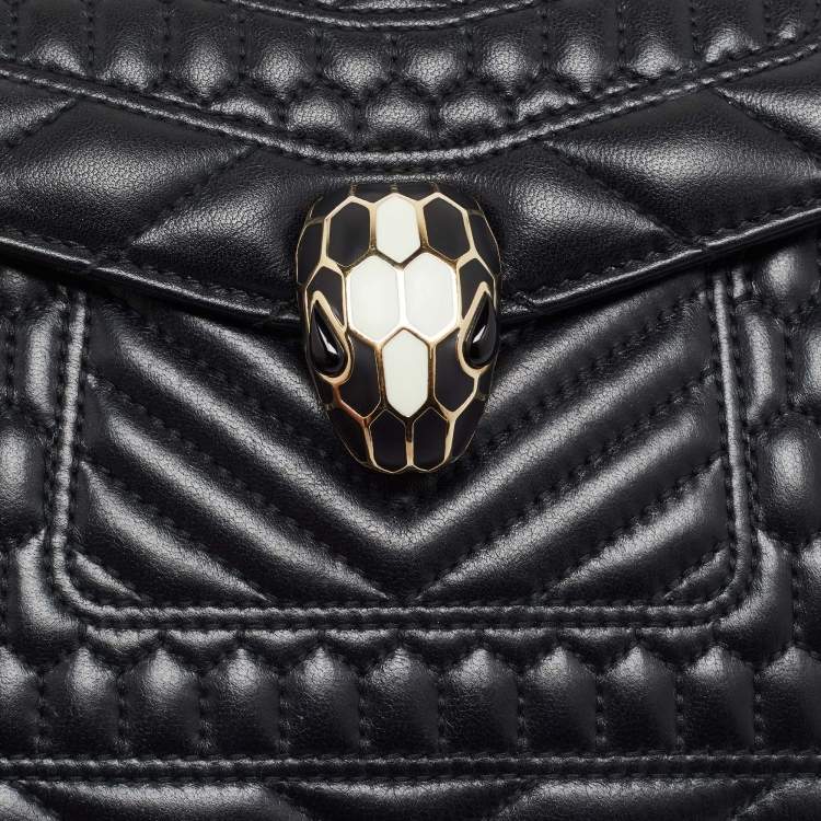 Pre Owned Bvlgari Black Quilted Scaglie Leather Small Serpenti Forever Shoulder Bag