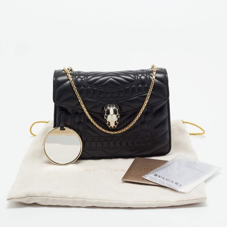 Pre Owned Bvlgari Black Quilted Scaglie Leather Small Serpenti Forever Shoulder Bag