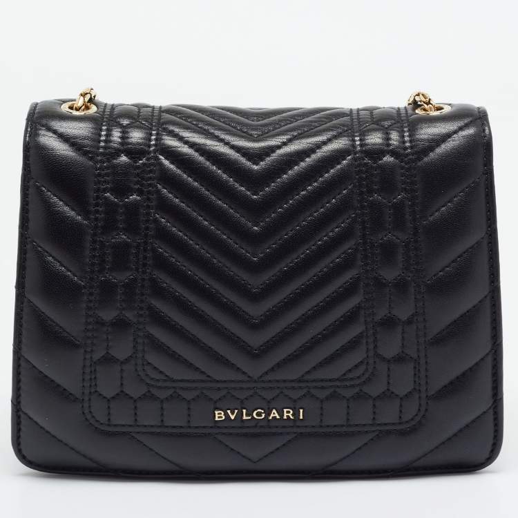 Pre Owned Bvlgari Black Quilted Scaglie Leather Small Serpenti Forever Shoulder Bag