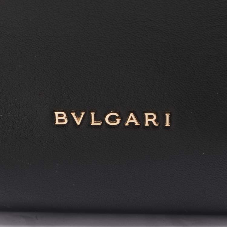 Pre Owned Bvlgari Black Leather Monte Plisse Shopper Tote