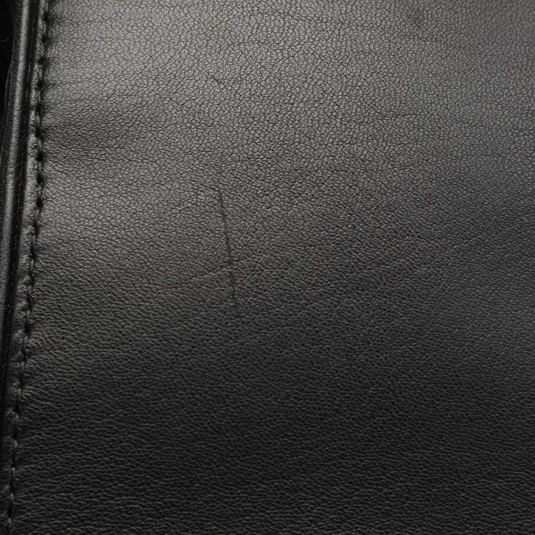 Pre Owned Bvlgari Black Leather Monte Plisse Shopper Tote