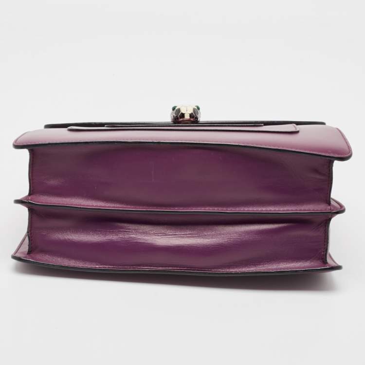 Pre Owned Bvlgari Purple Leather Large Serpenti Forever Shoulder Bag