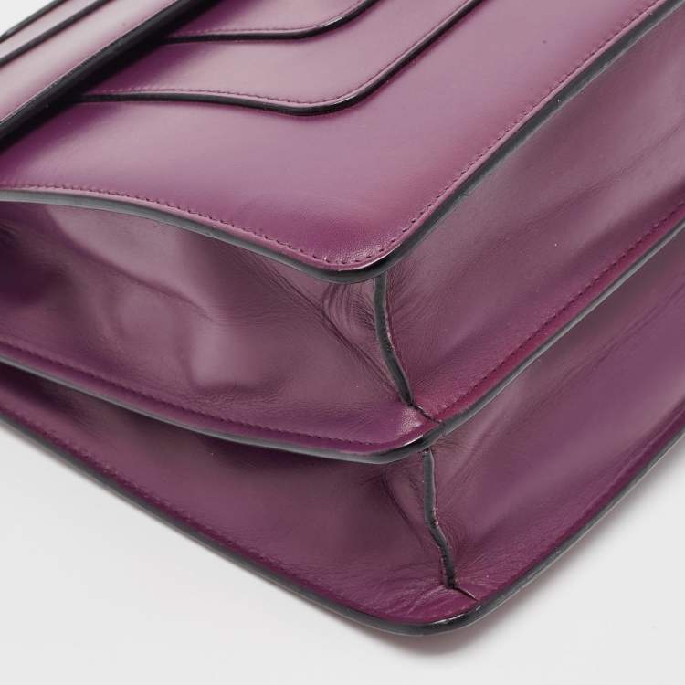 Pre Owned Bvlgari Purple Leather Large Serpenti Forever Shoulder Bag