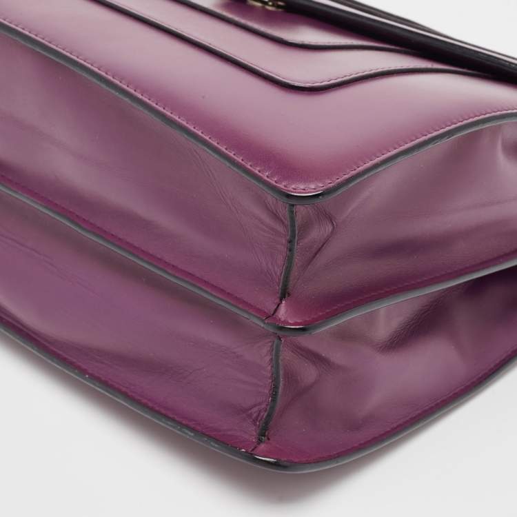 Pre Owned Bvlgari Purple Leather Large Serpenti Forever Shoulder Bag
