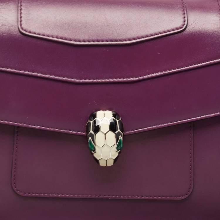 Pre Owned Bvlgari Purple Leather Large Serpenti Forever Shoulder Bag