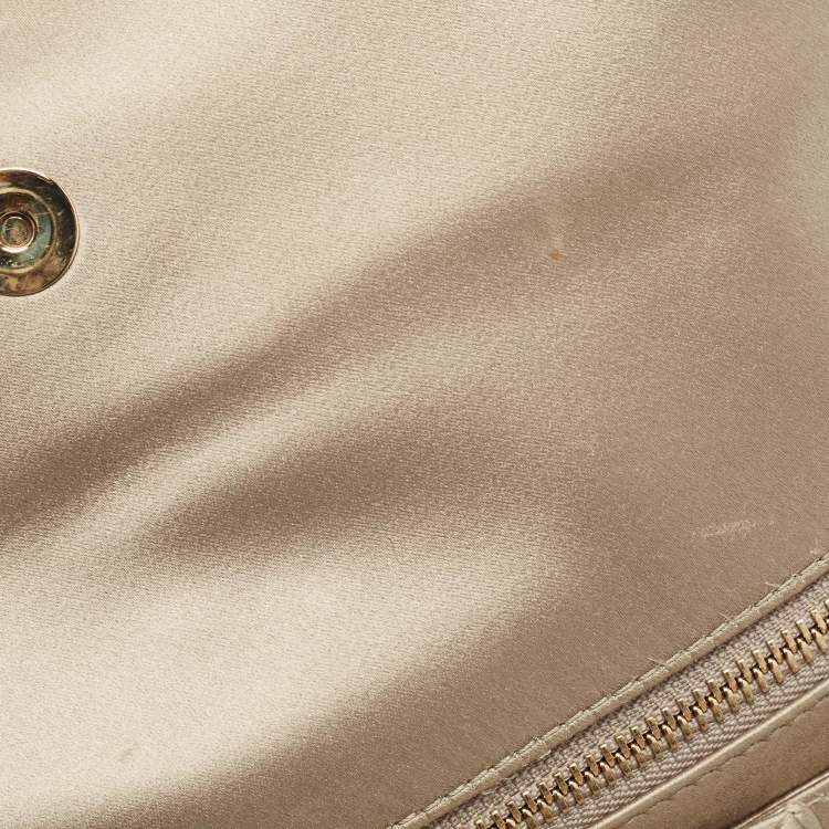 Pre Owned Bvlgari Light Green Satin Flap Clutch Bag