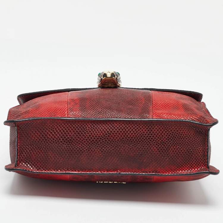 Pre Owned Bvlgari Red Karung Leather Serpenti Forever Shoulder Bag