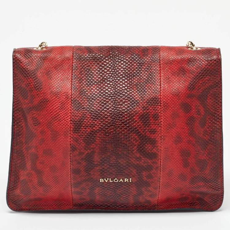 Pre Owned Bvlgari Red Karung Leather Serpenti Forever Shoulder Bag