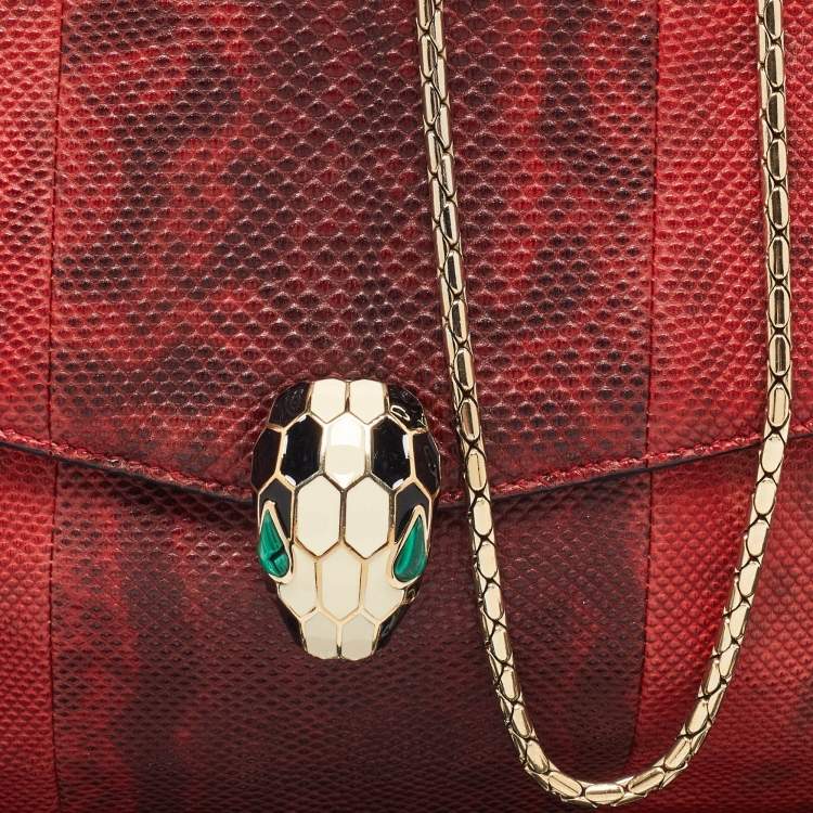 Pre Owned Bvlgari Red Karung Leather Serpenti Forever Shoulder Bag