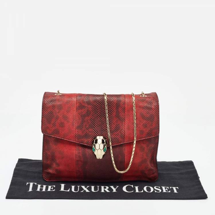 Pre Owned Bvlgari Red Karung Leather Serpenti Forever Shoulder Bag