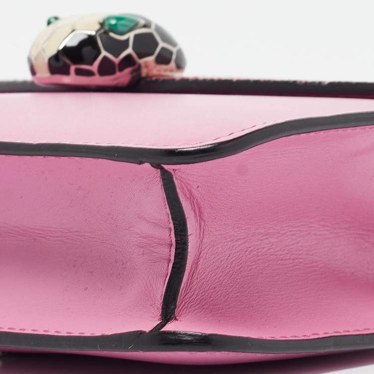 Pre Owned Bvlgari Pink Stingray and Leather Small Serpenti Forever Shoulder Bag