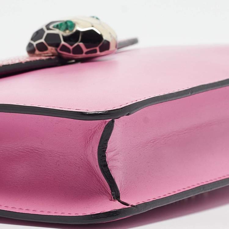 Pre Owned Bvlgari Pink Stingray and Leather Small Serpenti Forever Shoulder Bag
