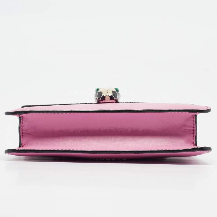 Pre Owned Bvlgari Pink Stingray and Leather Small Serpenti Forever Shoulder Bag