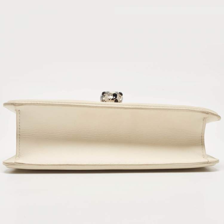 Pre Owned Bvlgari White Leather Serpenti Diamond Blast Shoulder Bag