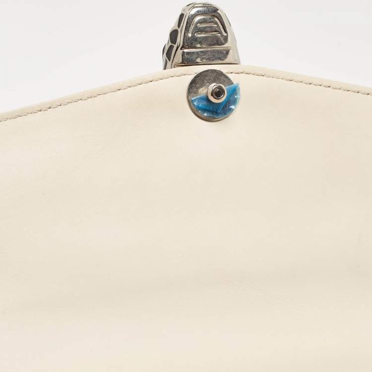 Pre Owned Bvlgari White Leather Serpenti Diamond Blast Shoulder Bag
