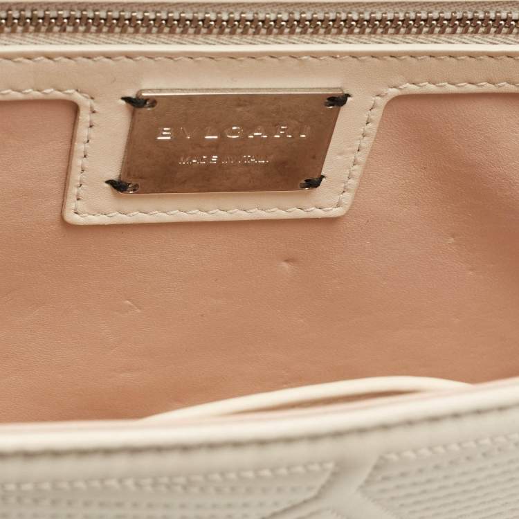 Pre Owned Bvlgari White Leather Serpenti Diamond Blast Shoulder Bag