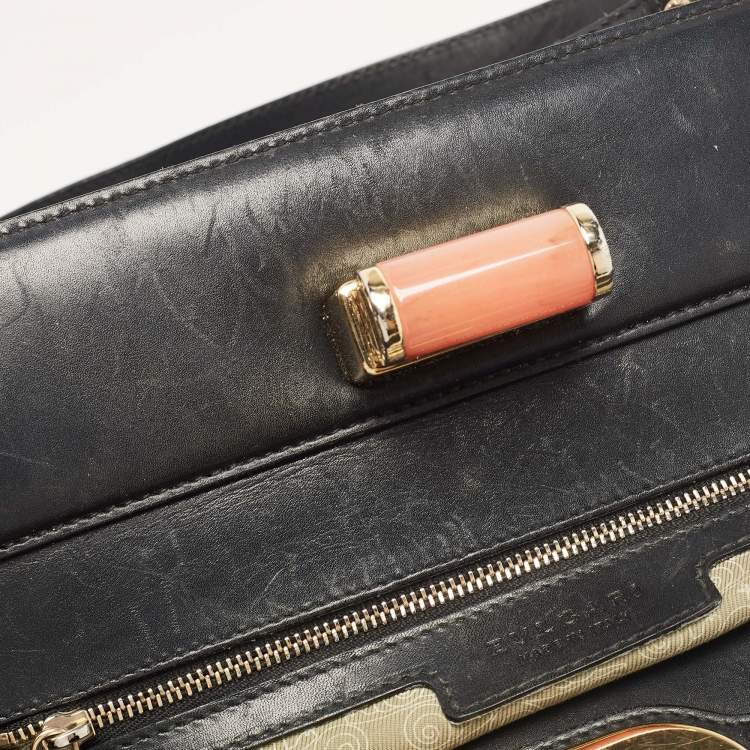 Pre Owned Bvlgari Black Patent and Leather Isabella Rossellini Tote