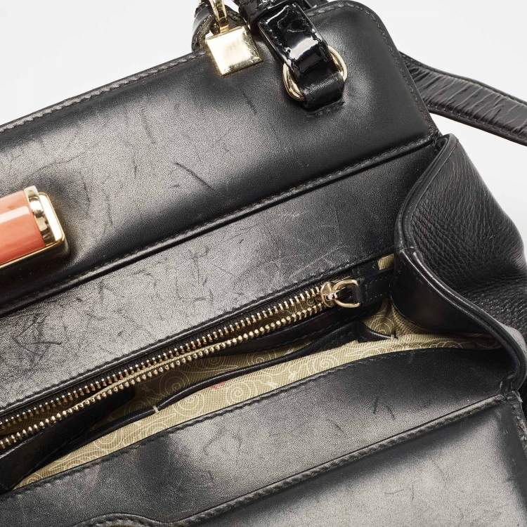 Pre Owned Bvlgari Black Patent and Leather Isabella Rossellini Tote