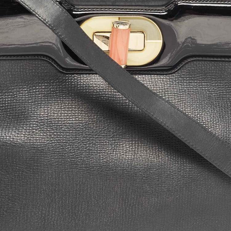 Pre Owned Bvlgari Black Patent and Leather Isabella Rossellini Tote