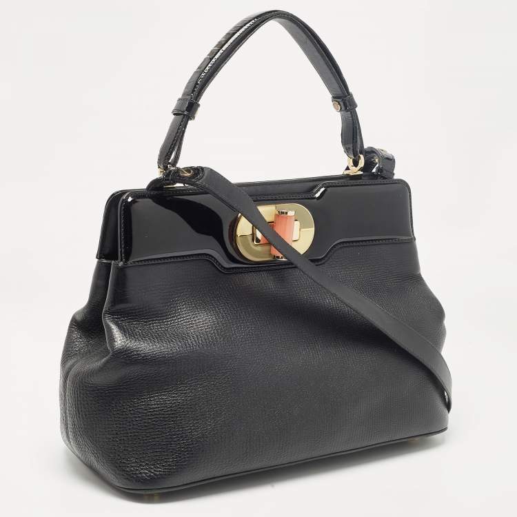 Pre Owned Bvlgari Black Patent and Leather Isabella Rossellini Tote
