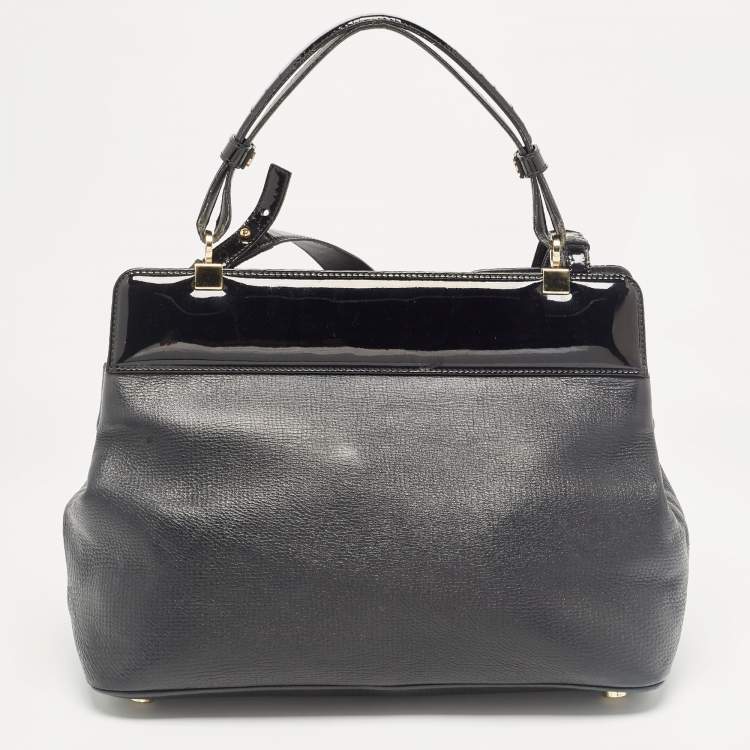Pre Owned Bvlgari Black Patent and Leather Isabella Rossellini Tote