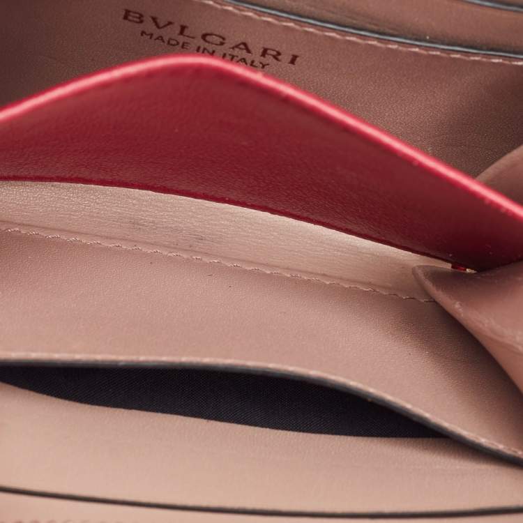 Pre Owned Bvlgari Red Leather Serpenti Forever Zip Around Wallet