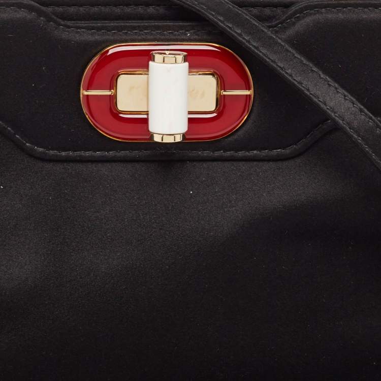 Pre Owned Bvlgari Black Satin Mini Isabella Rossellini Top Handle Bag