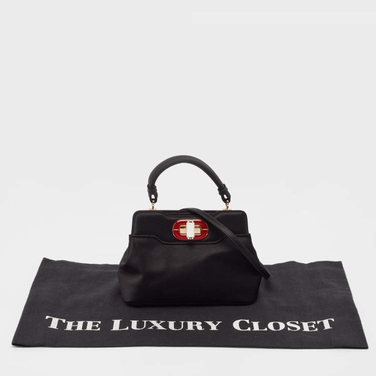 Pre Owned Bvlgari Black Satin Mini Isabella Rossellini Top Handle Bag