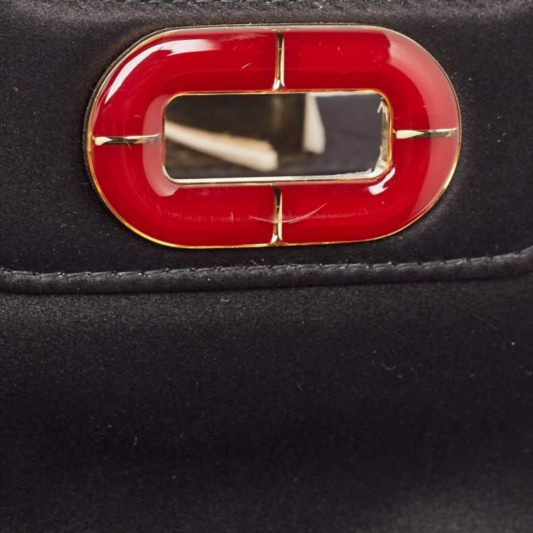 Pre Owned Bvlgari Black Satin Mini Isabella Rossellini Top Handle Bag