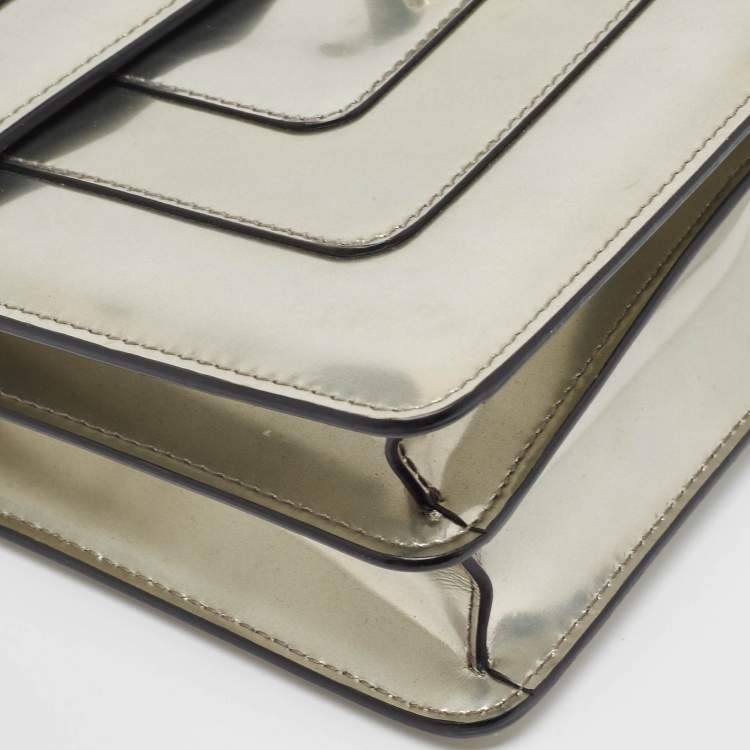 Pre Owned Bvlgari Metallic Patent Leather Medium Serpenti Forever Shoulder Bag
