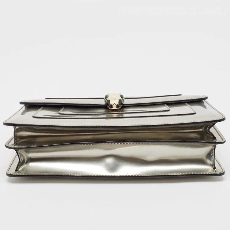 Pre Owned Bvlgari Metallic Patent Leather Medium Serpenti Forever Shoulder Bag