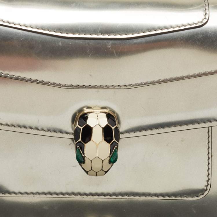 Pre Owned Bvlgari Metallic Patent Leather Medium Serpenti Forever Shoulder Bag