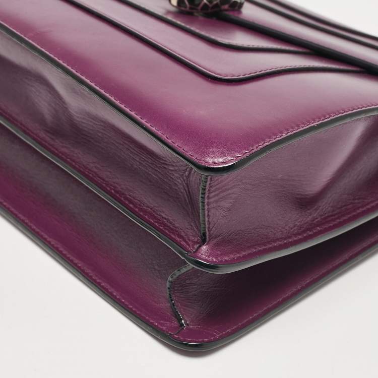 Pre Owned Bvlgari Purple Leather Large Serpenti Forever Shoulder Bag